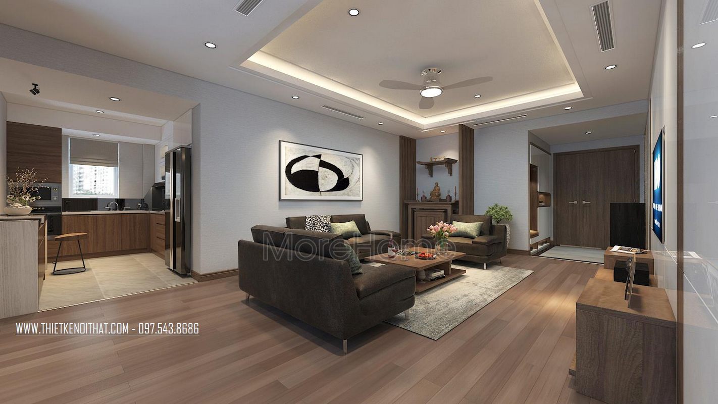 Thiết kế nội thất phòng khách chung cư hiện đại N05 Hoàng Đạo Thúy